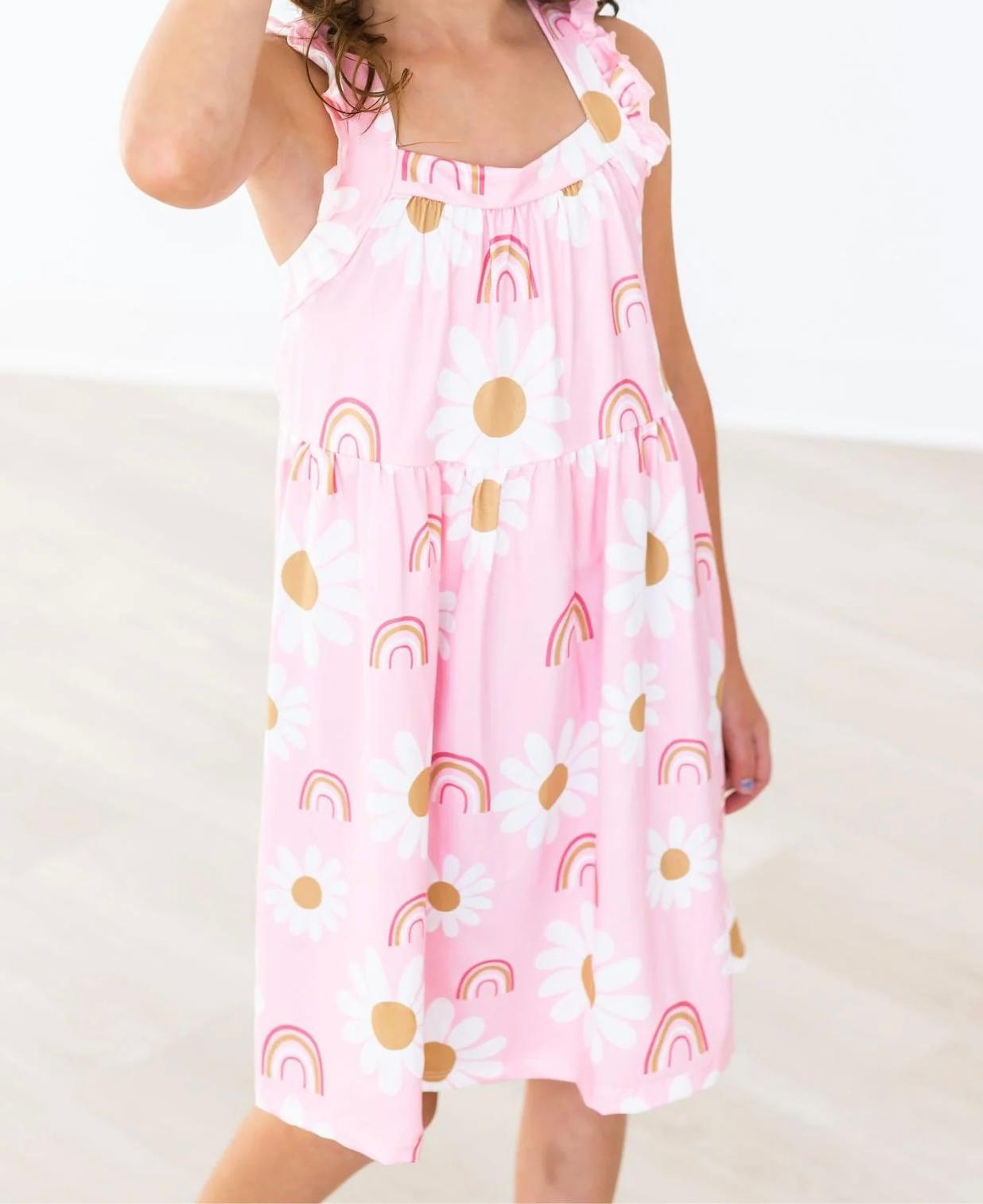 You Are My Sunshine Ruffle Cross Back Dress