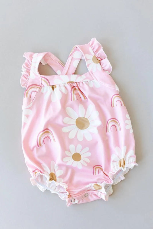 You Are My Sunshine Ruffle Cross Back Romper